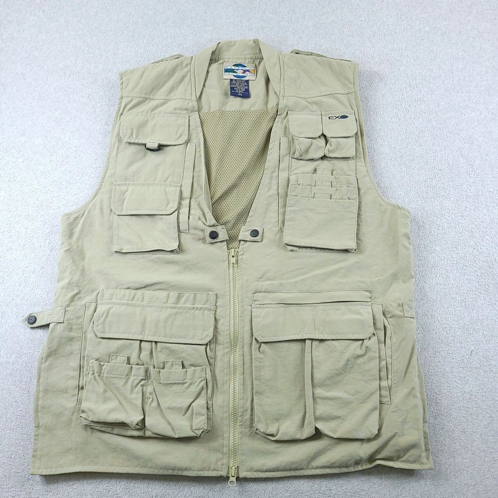 Ex Officio Vest Mens Large Beige Travel Fishing Safari Utility Multi Pocket